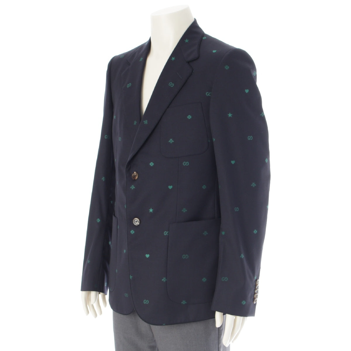 GUCCI 20 years Michele period wool GG Bee All-over Print Single tailored jacket outer 581688 Navy 50