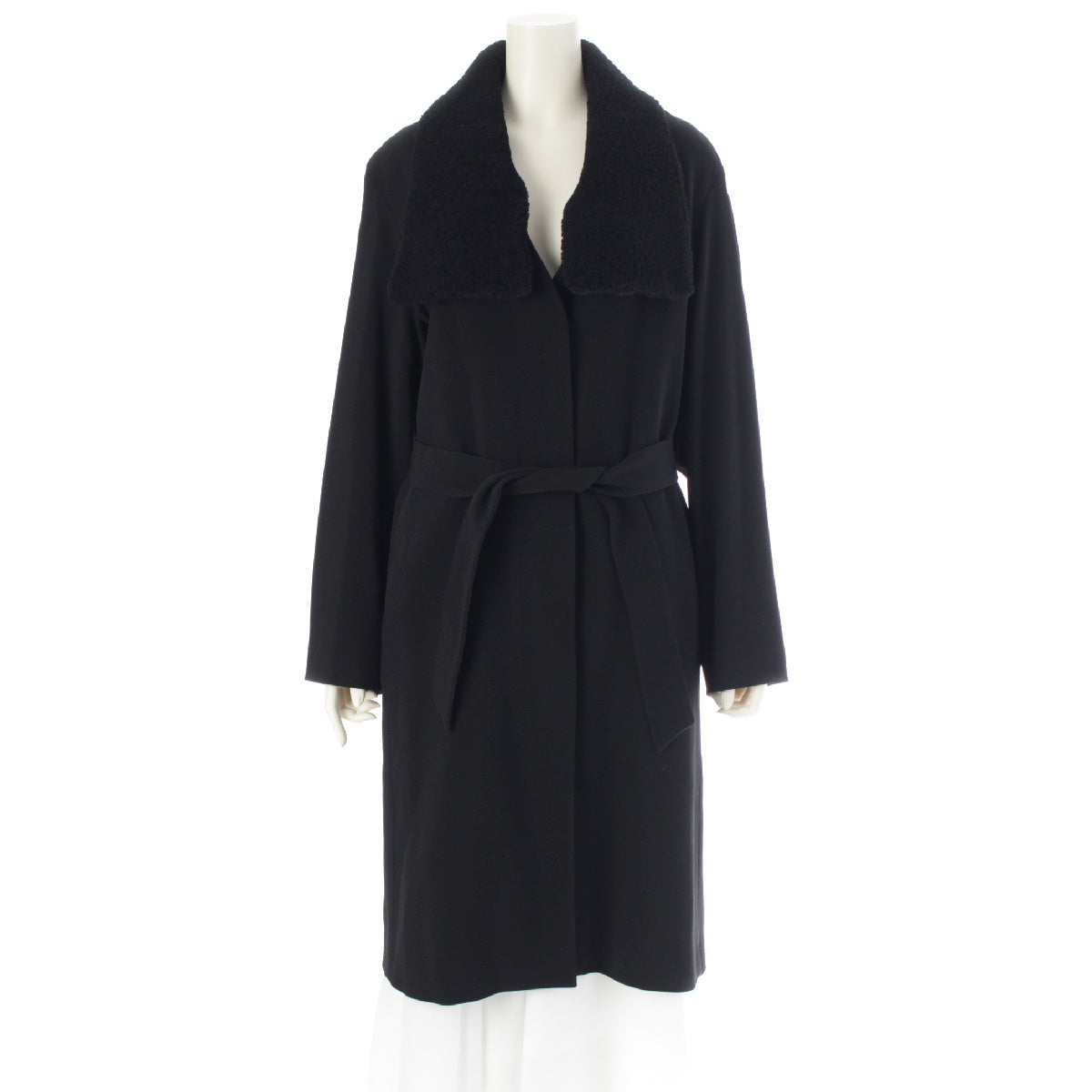 MARTIN MARGIELA wool Belted Kokonoe Fur Gown coat outer black 42