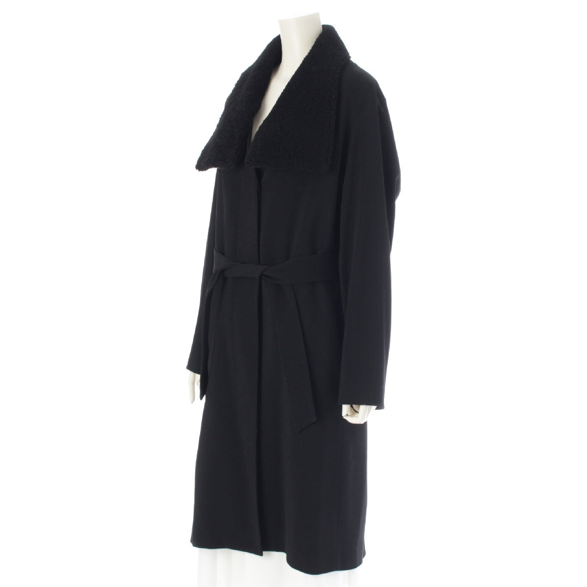 MARTIN MARGIELA wool Belted Kokonoe Fur Gown coat outer black 42