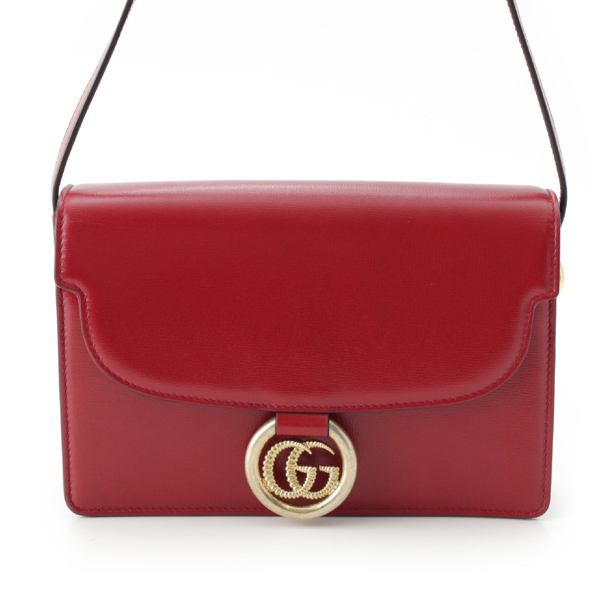 GUCCI GG Marmont leather Logo flap Shoulder Bag 589474 Red