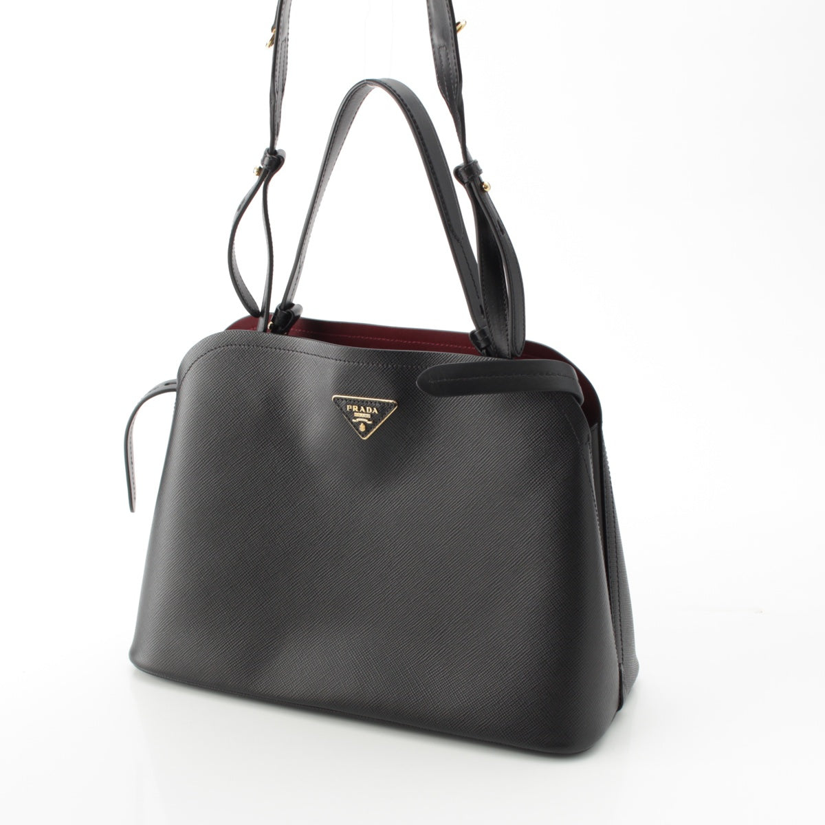 PRADA Safiano 2way Shoulder Handbag Tote Bag black