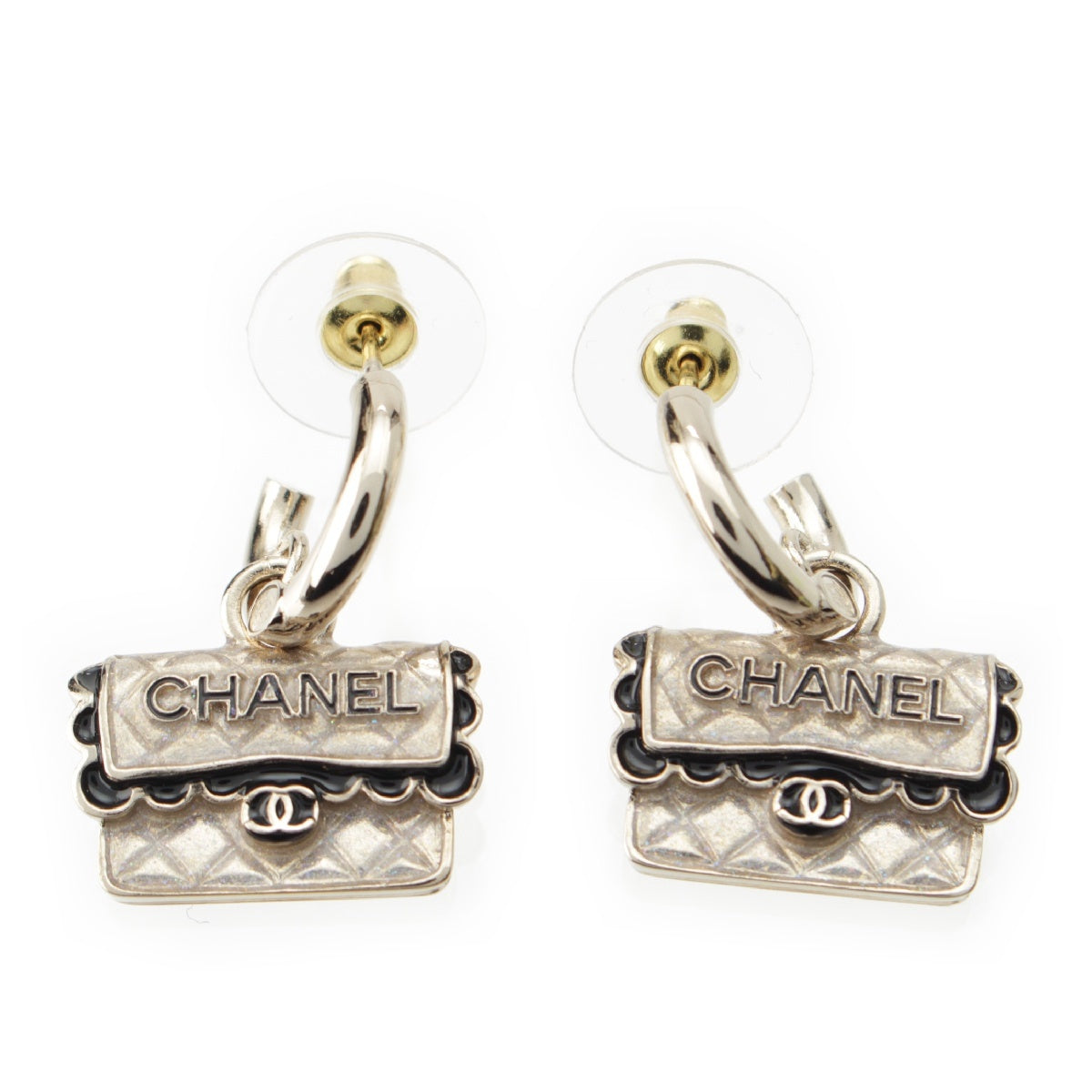 CHANEL C24B Matelasse bag motif logo COCO Mark swing Pierce Accessories Silver