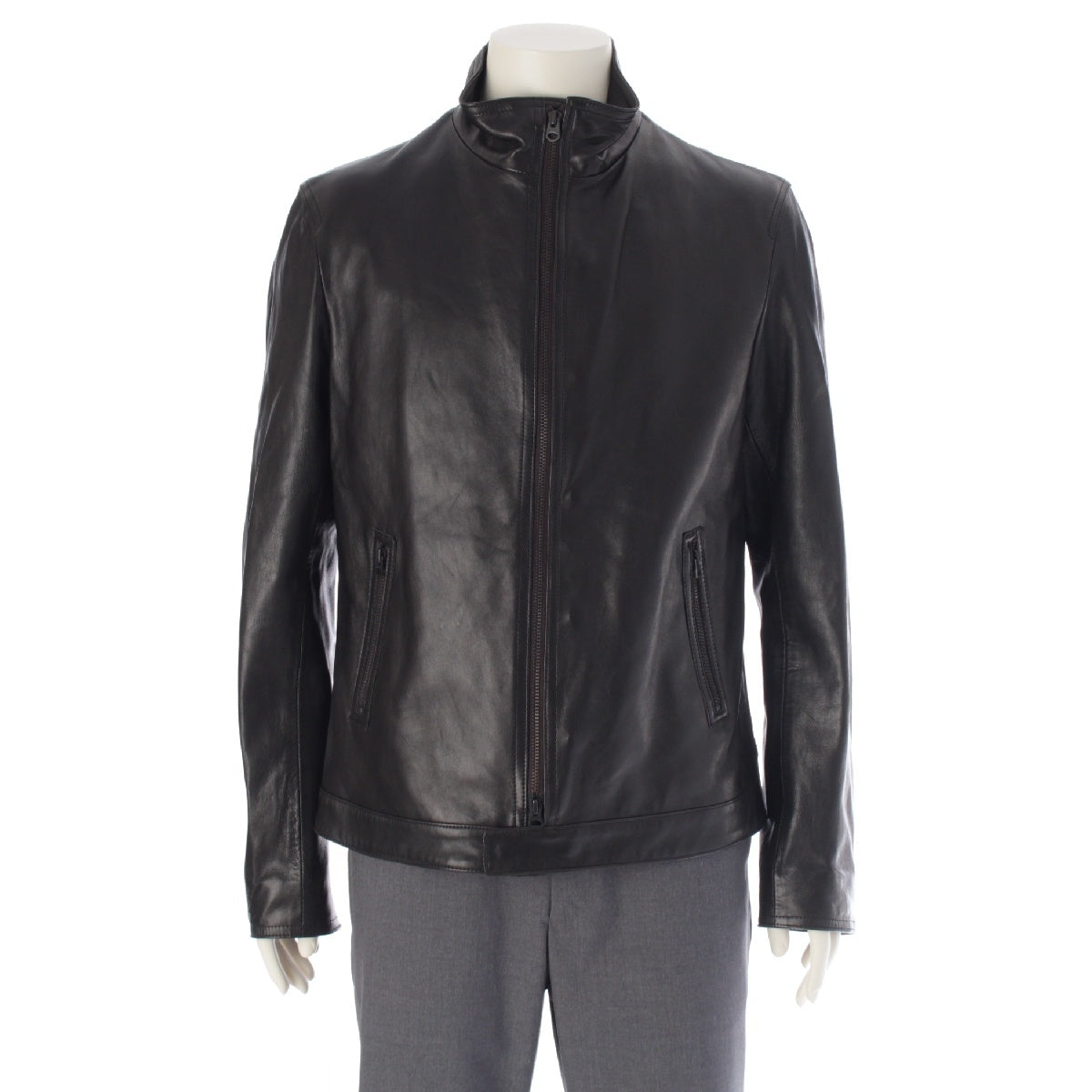 Yohji Yamamoto POUR HOMME 14Stainless Steel Lamb leather No collar Single Riders jacket outer HG-Y08-700 black 3