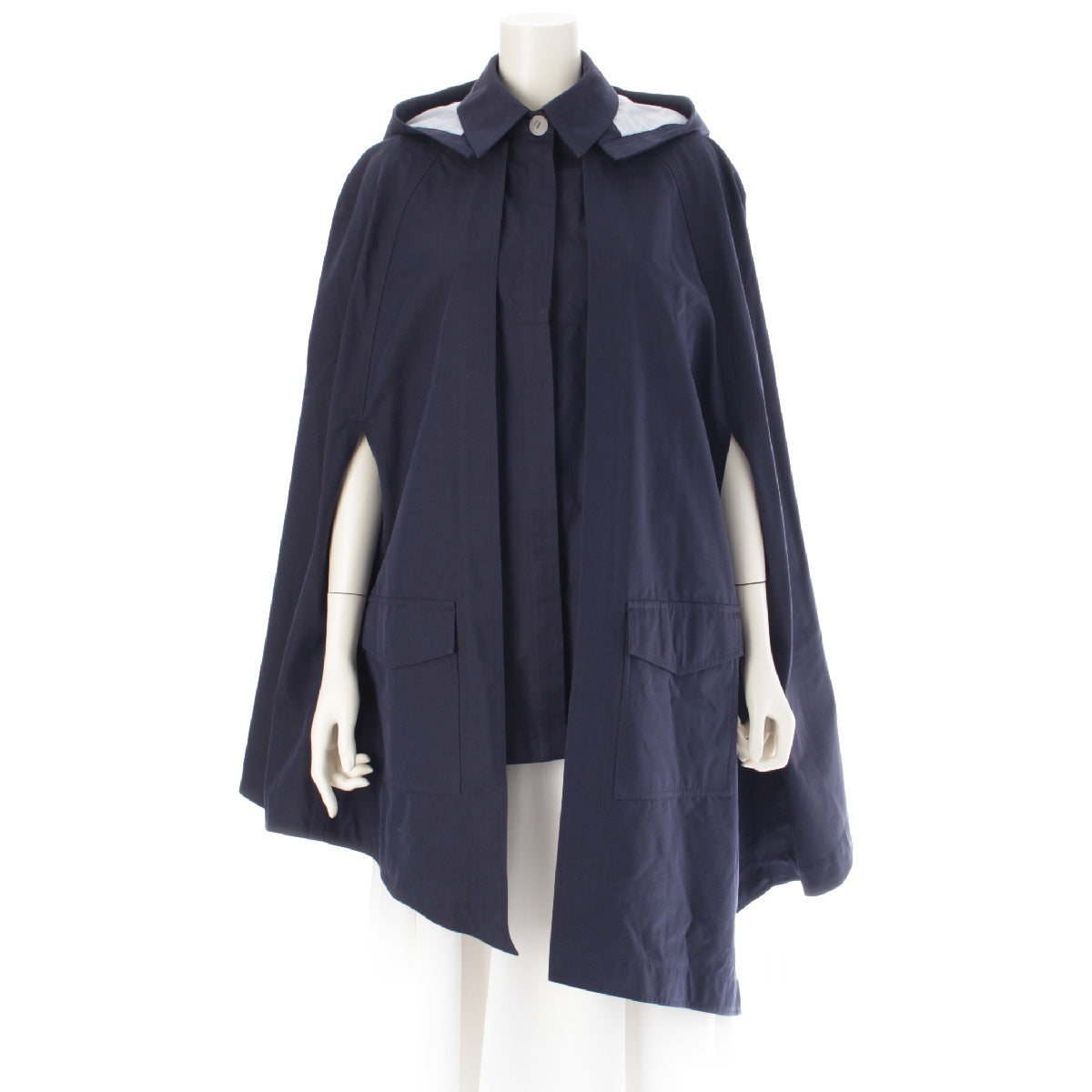 LOEWE Anagram leather patch, concealed button 2way poncho Vests, Gilets, Capes, Coats, Jackets S540Y02W02 Navy 34