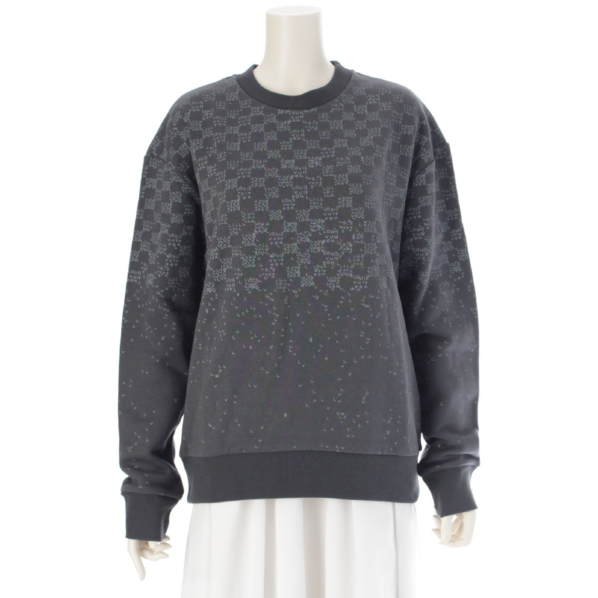 LOUIS VUITTON 22AW Damier spread printed long sleeve sweat Tops Pullovers Sweatshirts RM222M IHN HNY11W gray S