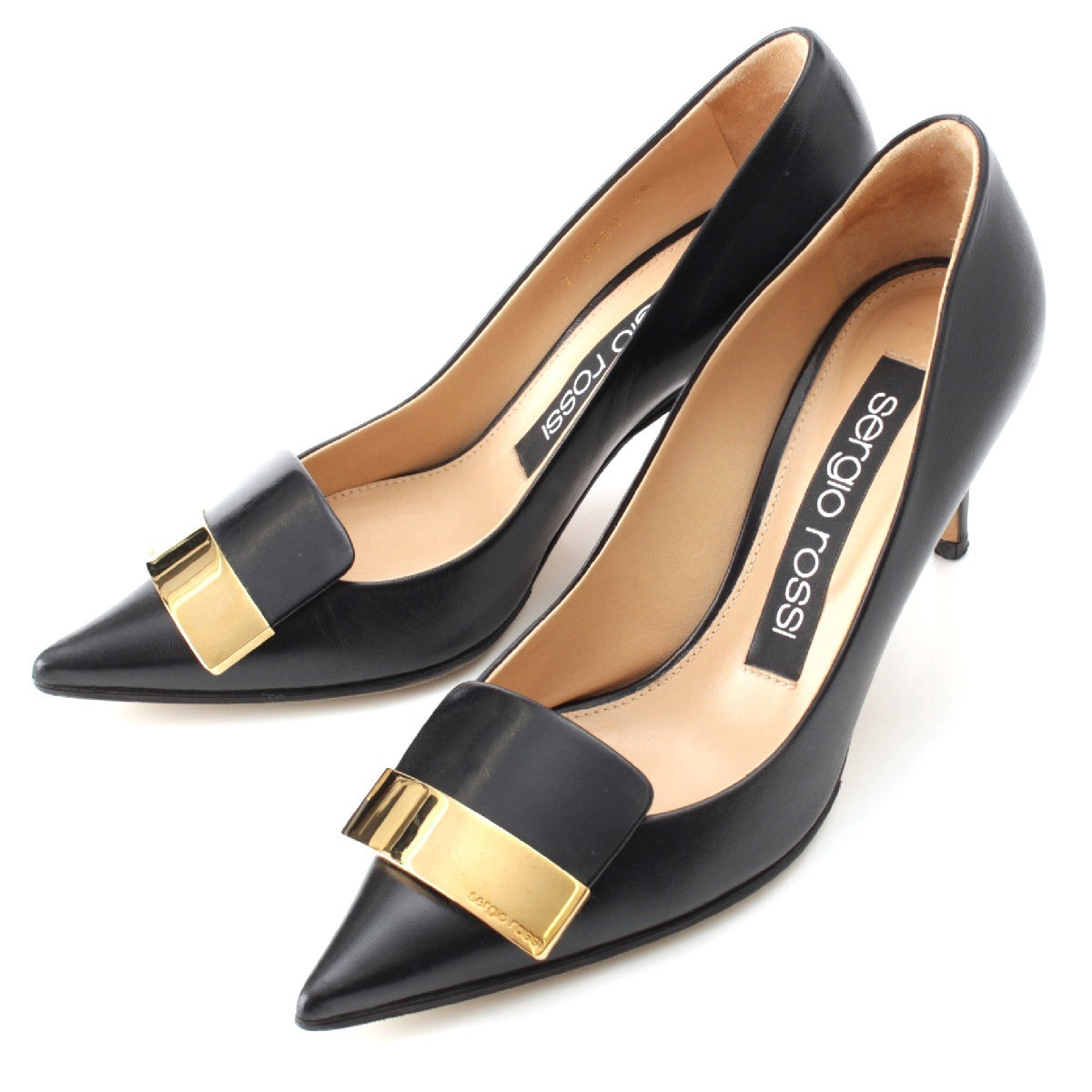 Sergio Rossi leather sr1 With logo heel pumps shoes black 36