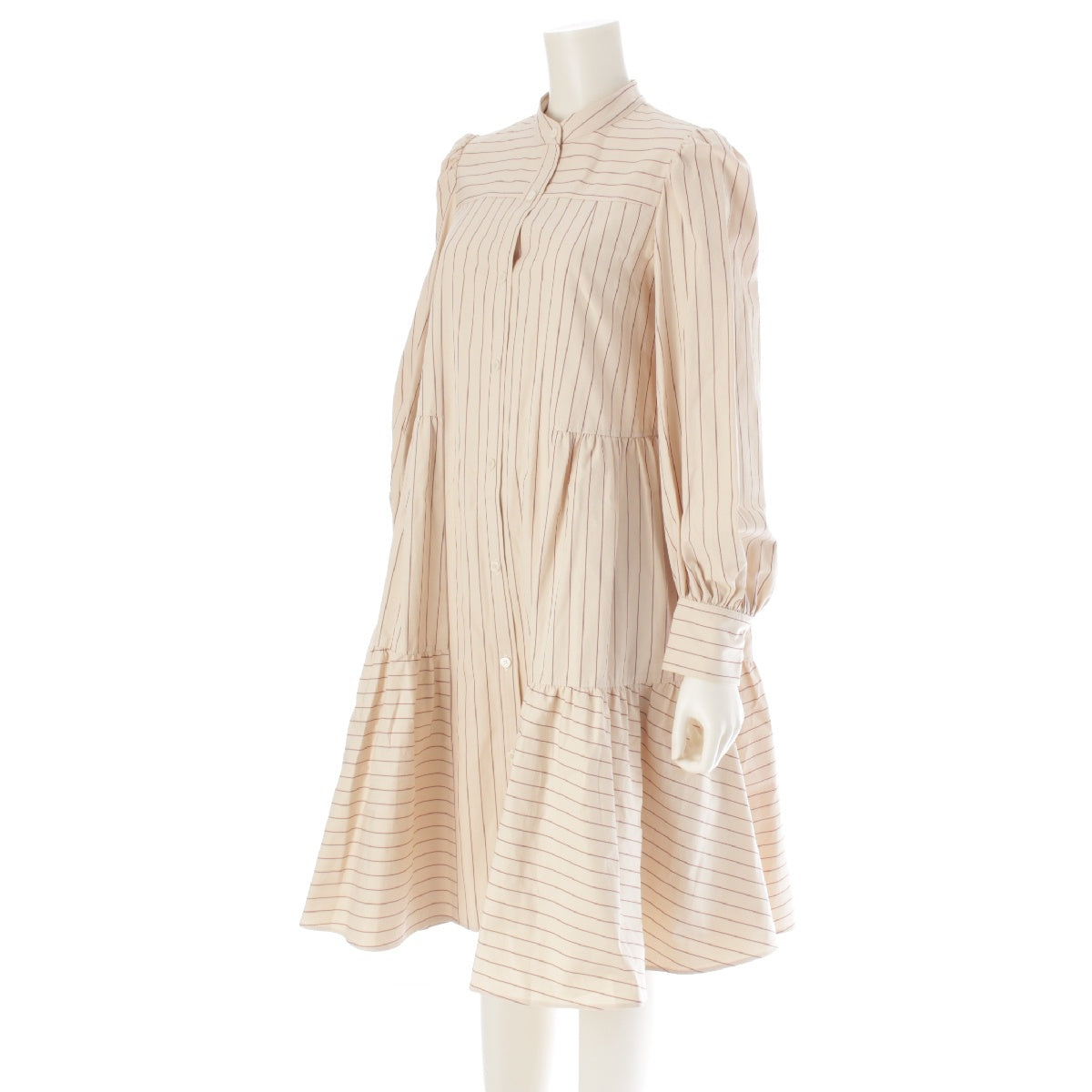 FOXEY NEW YORK Boys Over Flowers collaboration Ivy Dress striped puff sleeve shirt one piece 43823 beige 38