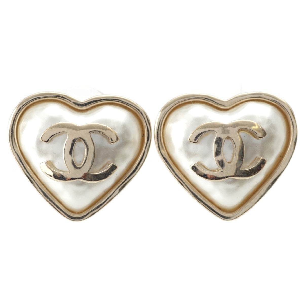 CHANEL B22C Heart COCO Mark Pearl Pierce Accessories AB7530 gold