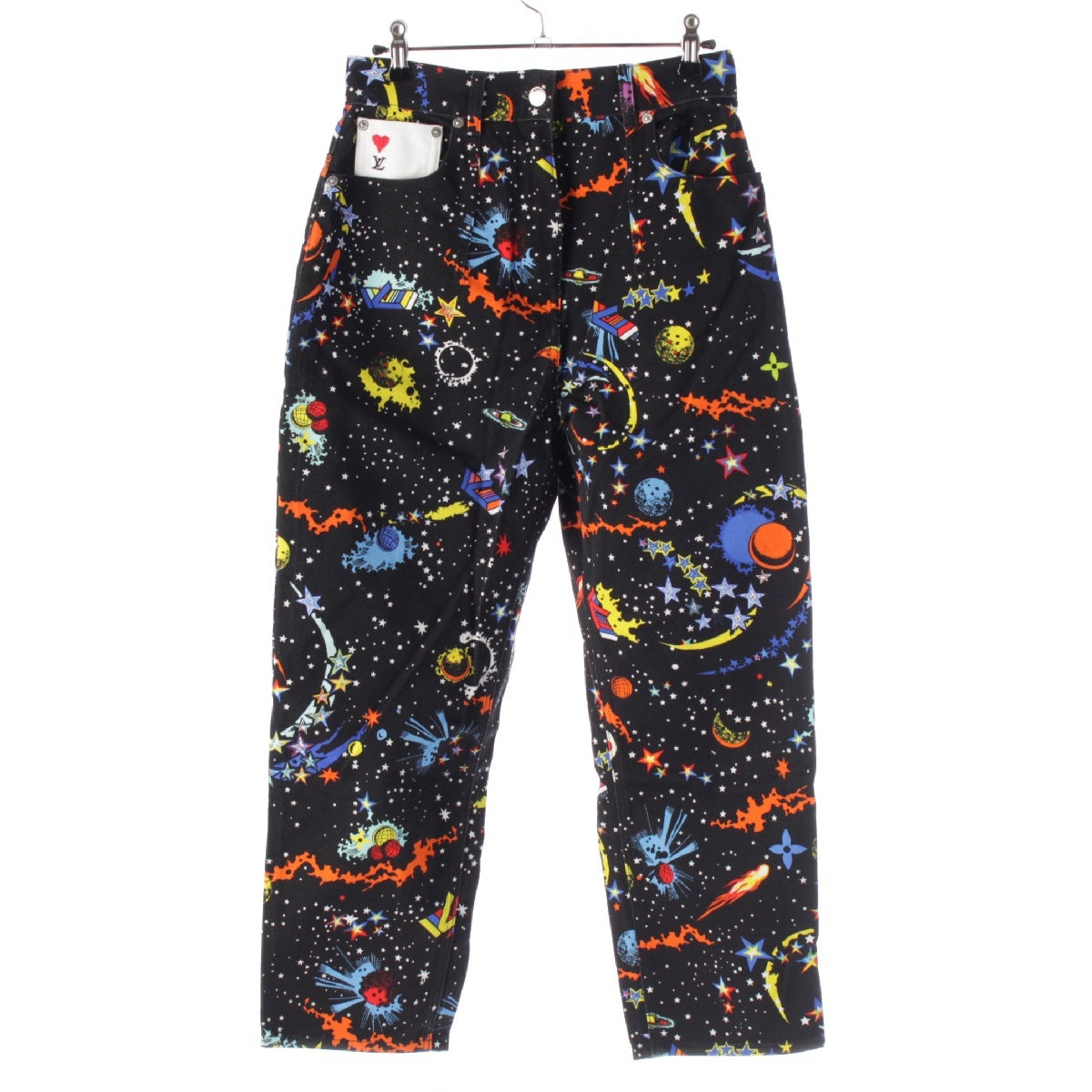 LOUIS VUITTON 21Stainless Steel Game On Galaxy Print Space Star Denim Pants Bottoms black 38