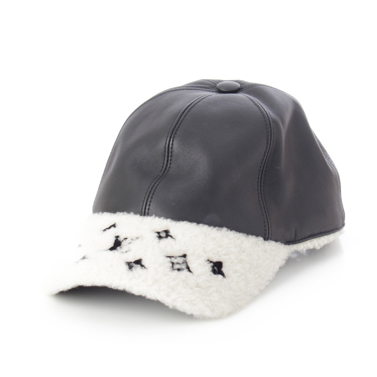 LOUIS VUITTON 21AW Bore Lambskin Monogram cap hat M00494 Black White M