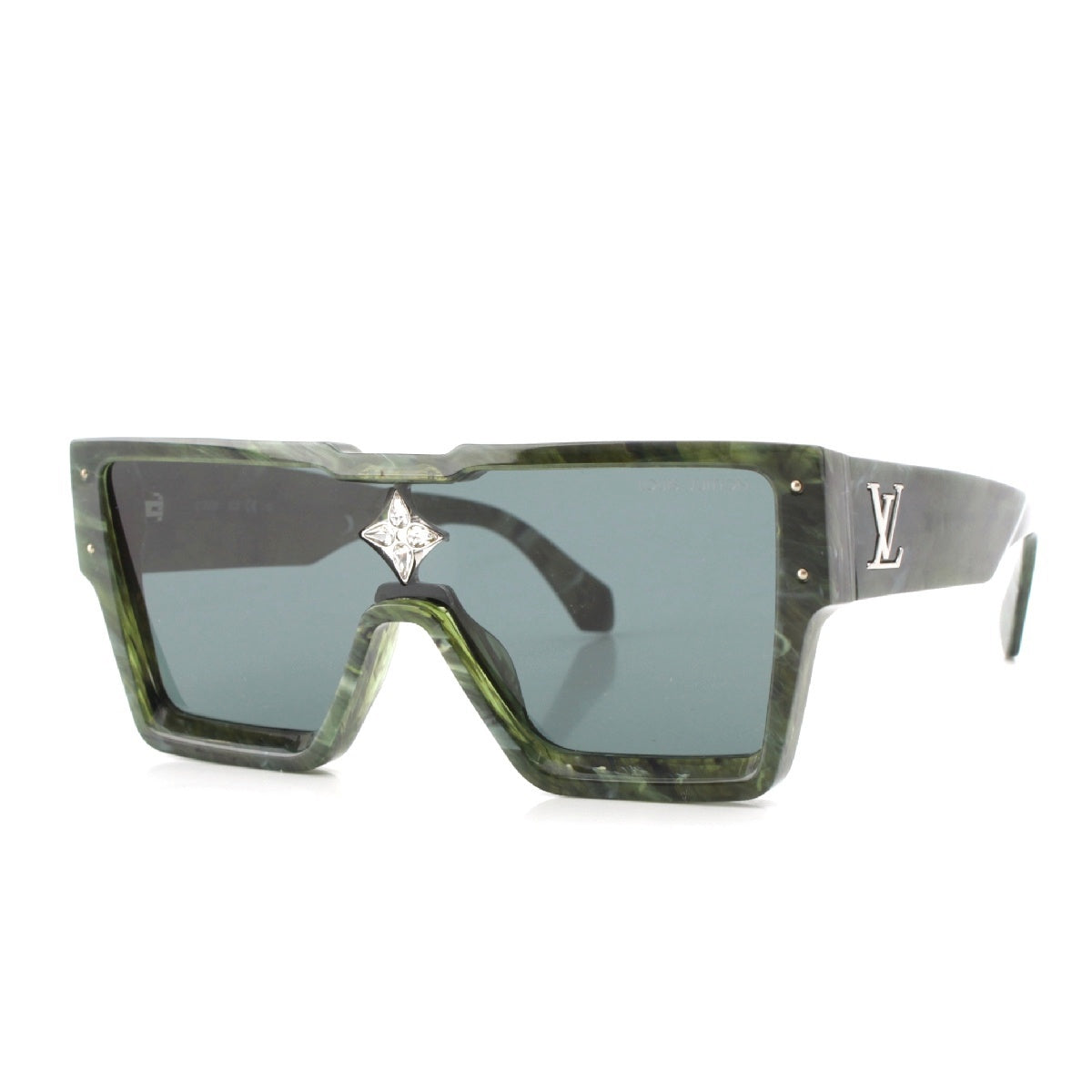 LOUIS VUITTON Cyclone LV logo jewel sunglasses Eyewear Z1552E Green Marble