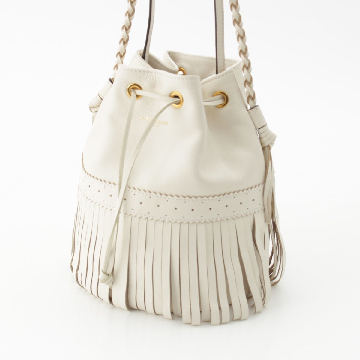 J&M Davidson leather Carnival Drawstring Fringe Shoulder Bag white