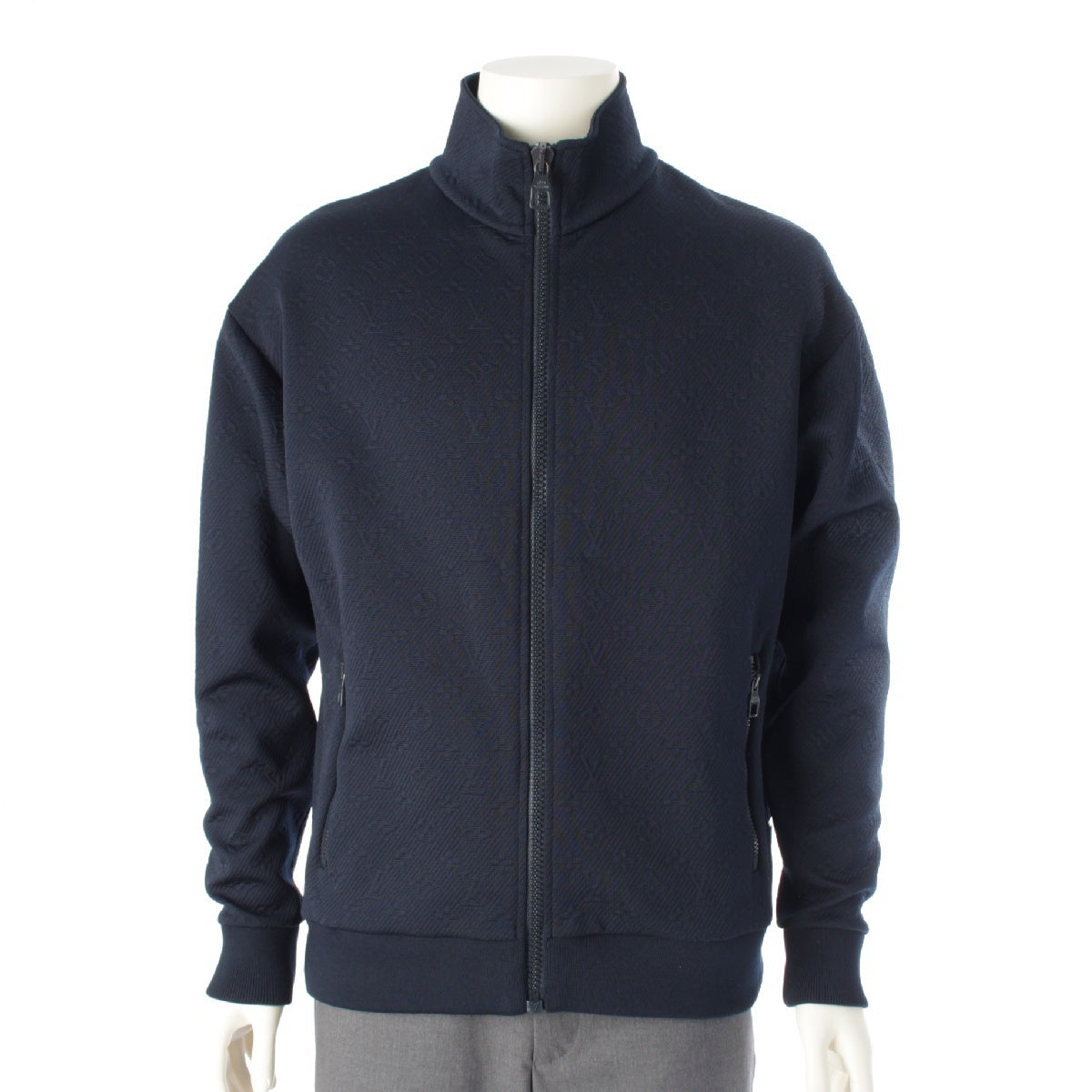 LOUIS VUITTON 21Stainless Steel Nylon cotton Monogram jacquard track jacket Blouson Zip-up outer HJY45W Navy S