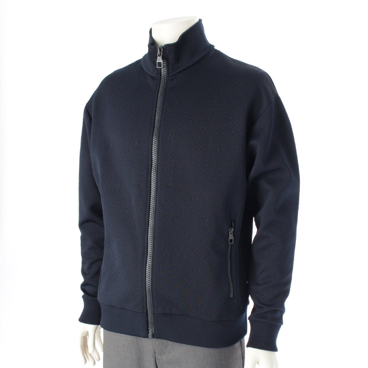 LOUIS VUITTON 21Stainless Steel Nylon cotton Monogram jacquard track jacket Blouson Zip-up outer HJY45W Navy S