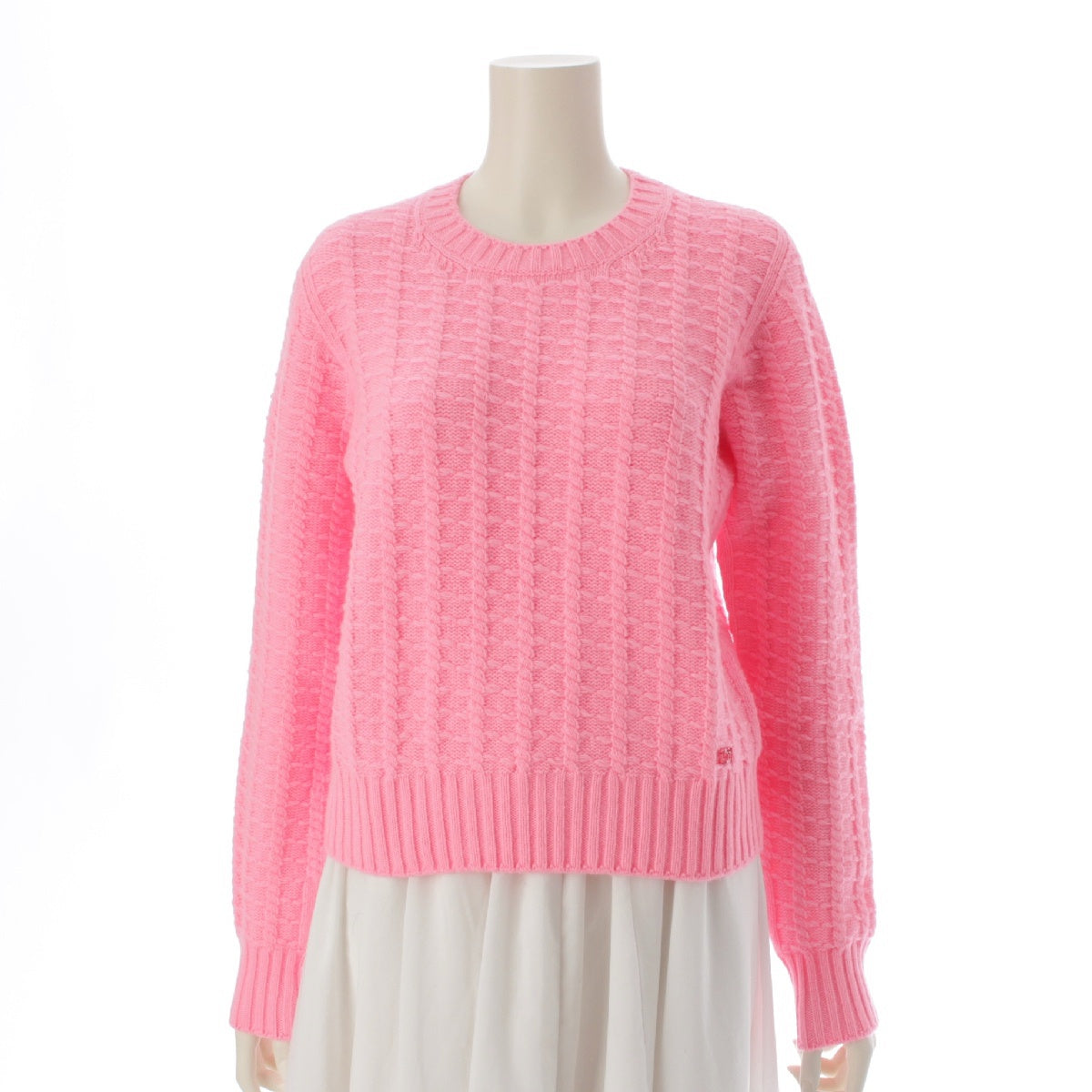 CHANEL wool cashmere COCO Mark Stone Pullover knit Tops sweaters P75341 pink 38