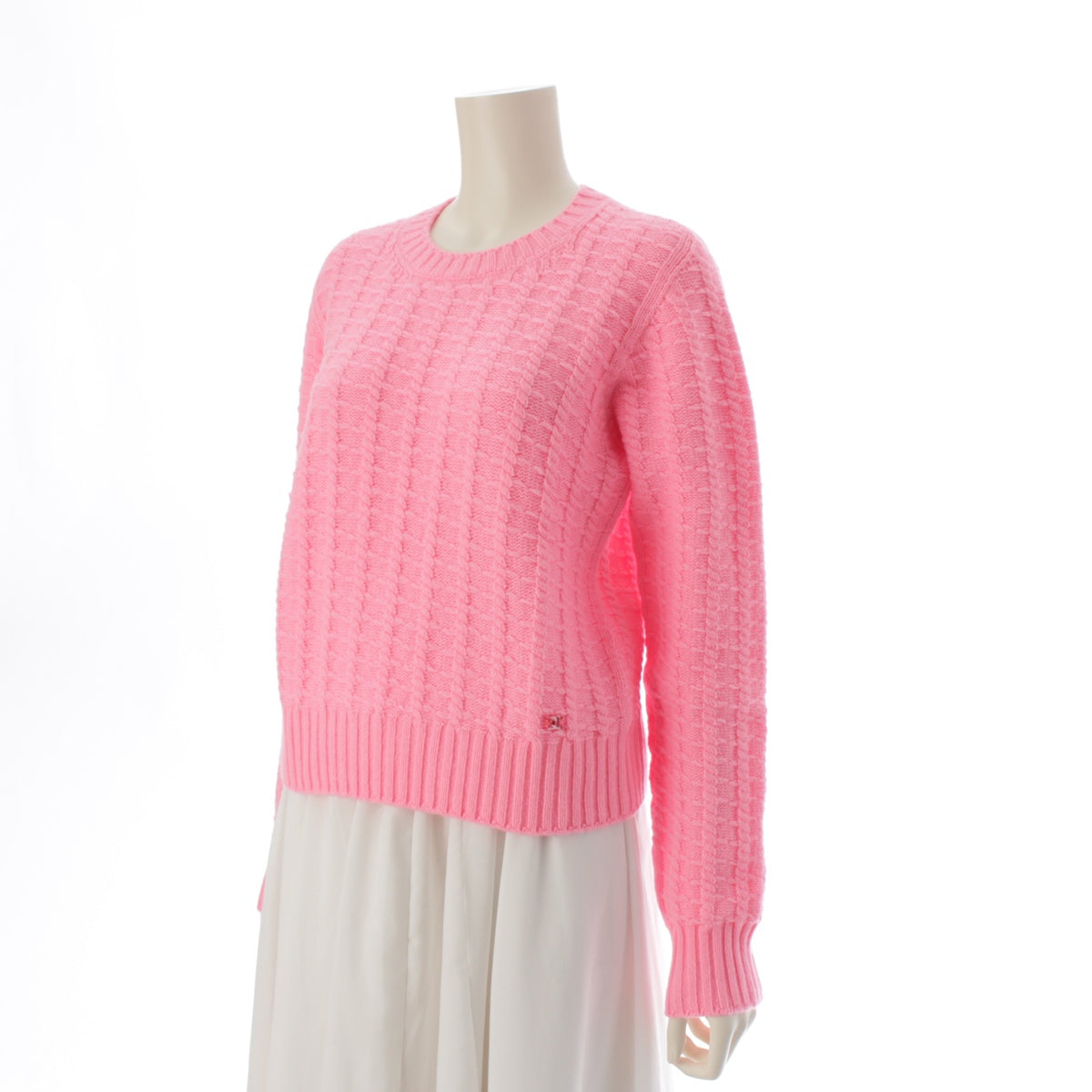 CHANEL wool cashmere COCO Mark Stone Pullover knit Tops sweaters P75341 pink 38