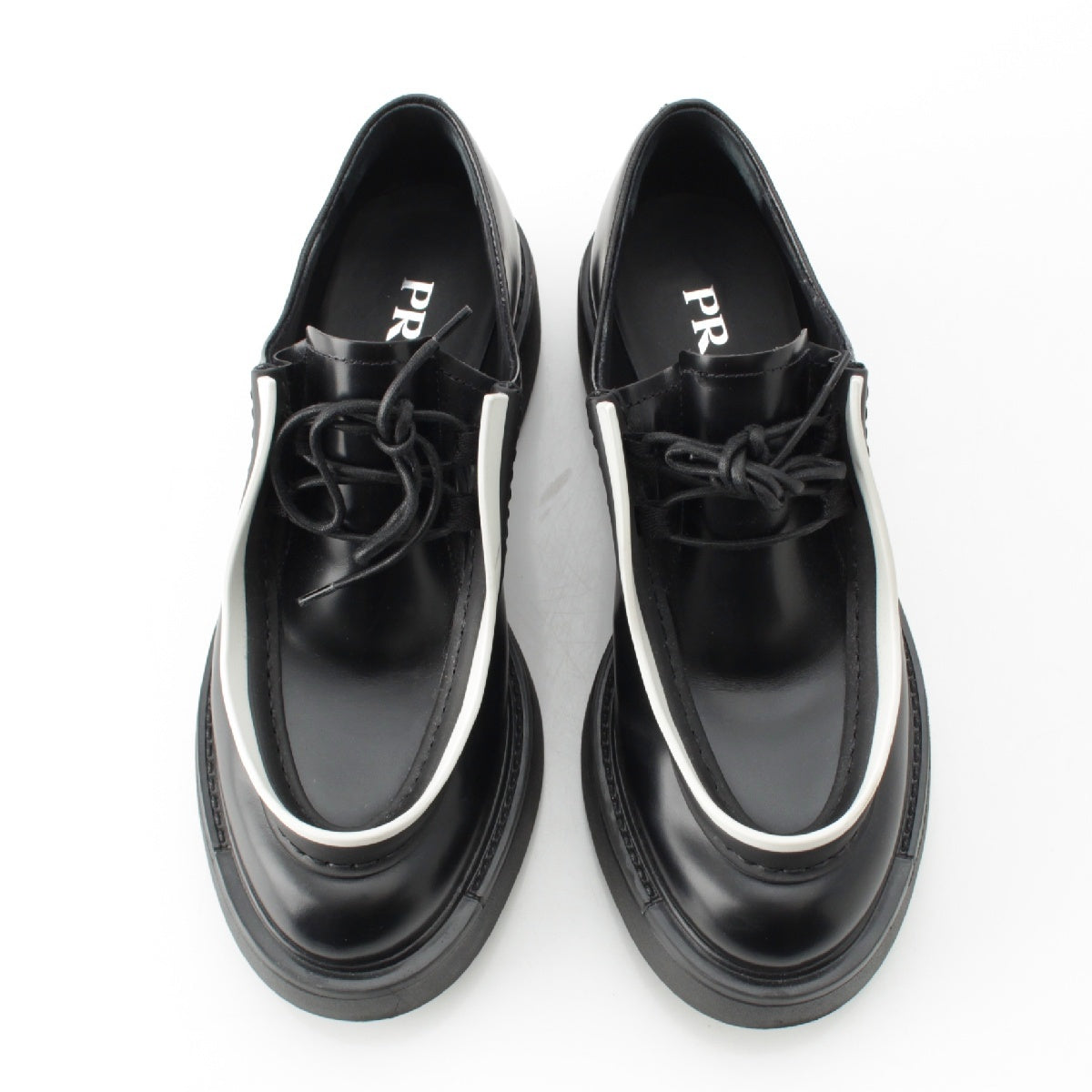 PRADA 23AW Diapason Opaque Brushed Leather Lace up loafers shoes black 38