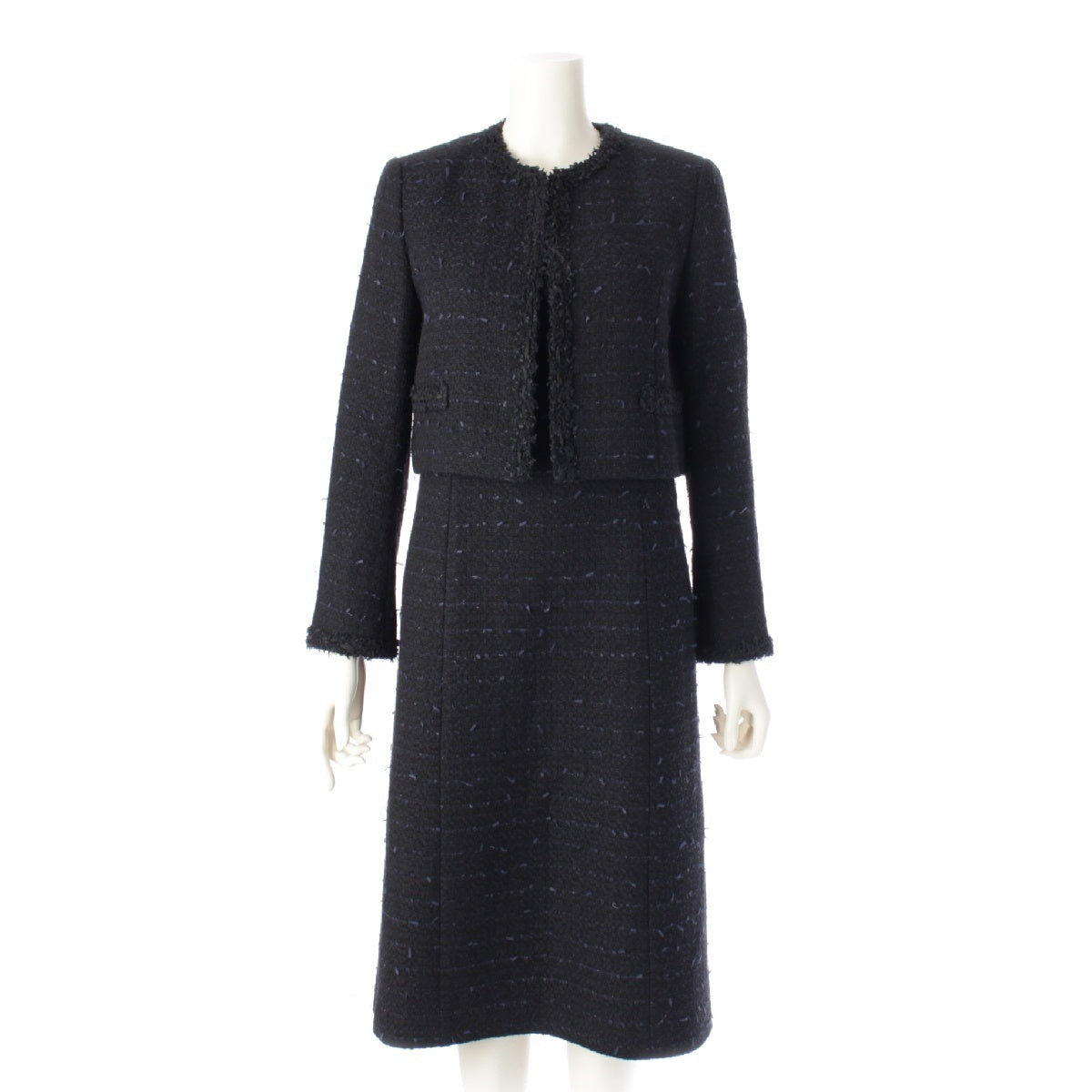 FOXEY 24 years Terez Eclat Silk Wool Tweed No color jacket one piece setup Ensemble Dress 44331/44332 Navy 38