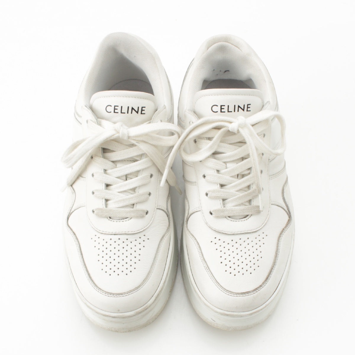 CELINE 22Stainless Steel block leather Wedge sole sneakers shoes 346163338C.01OP white 37