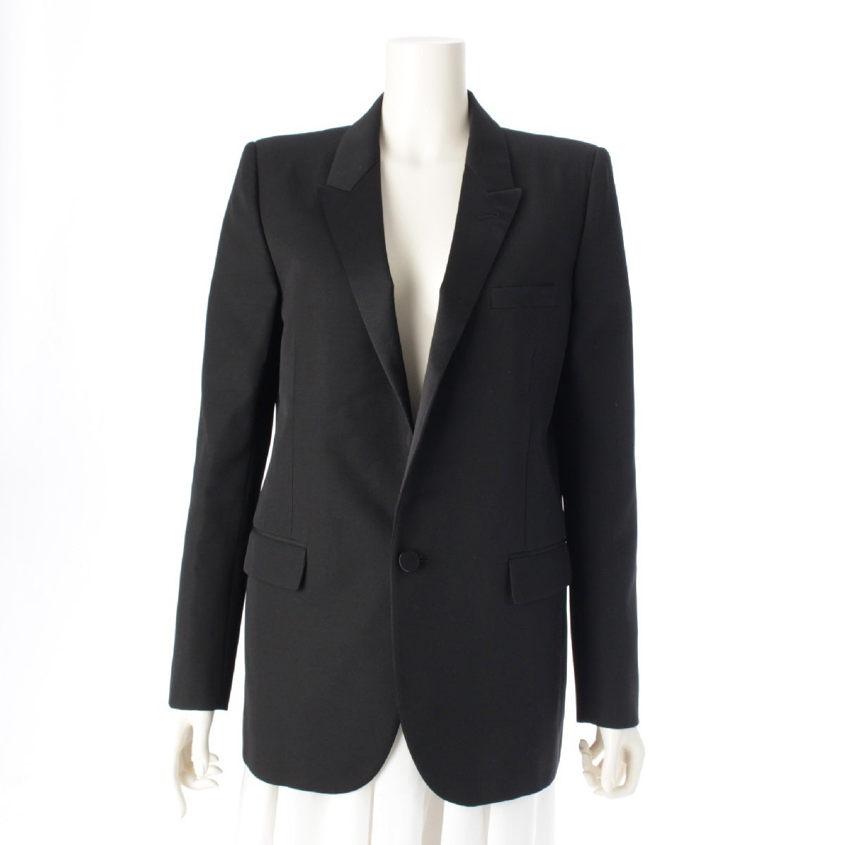 SAINT LAURENT 22 years Smoking jacket Wool Satin single tailored jacket 745304 black 38