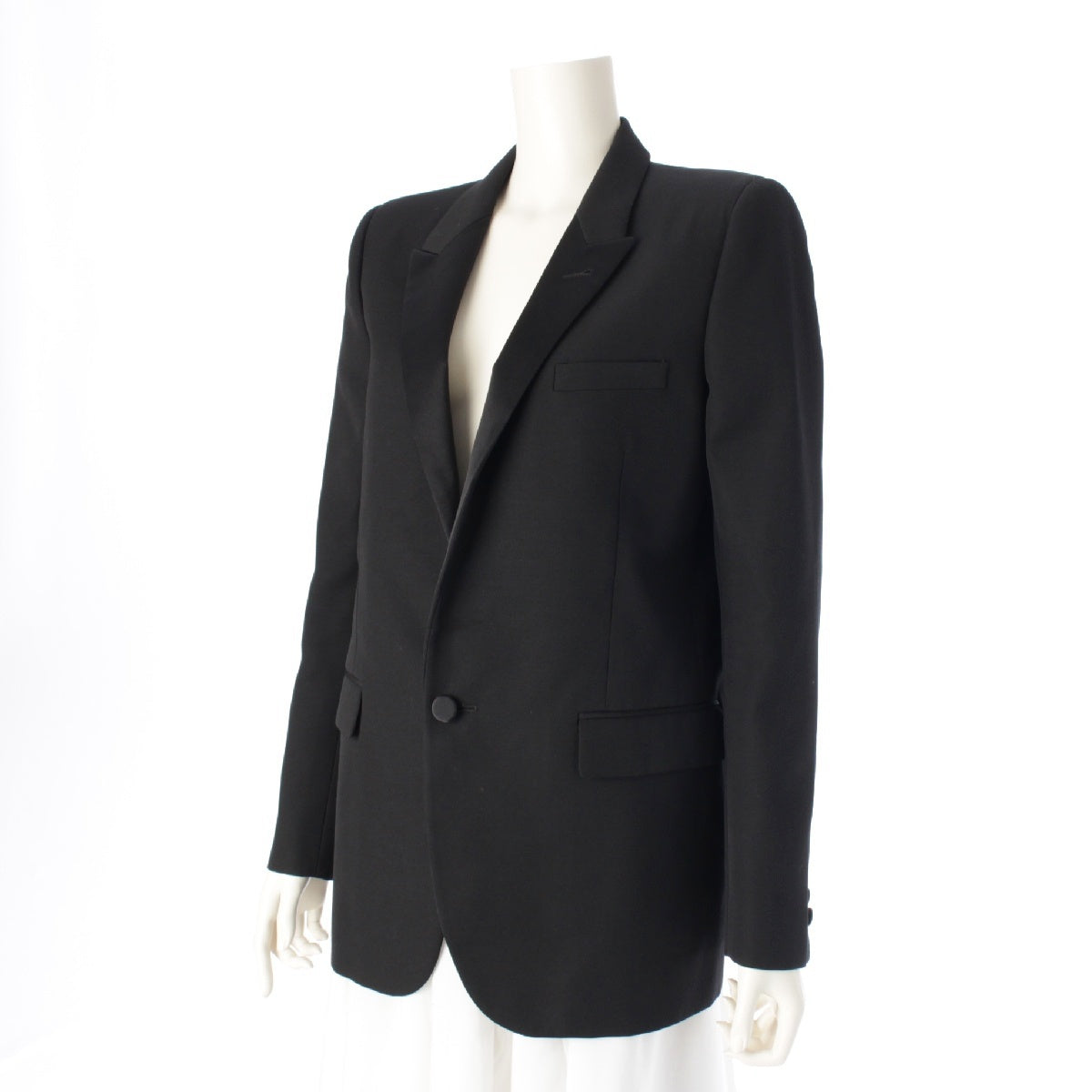 SAINT LAURENT 22 years Smoking jacket Wool Satin single tailored jacket 745304 black 38