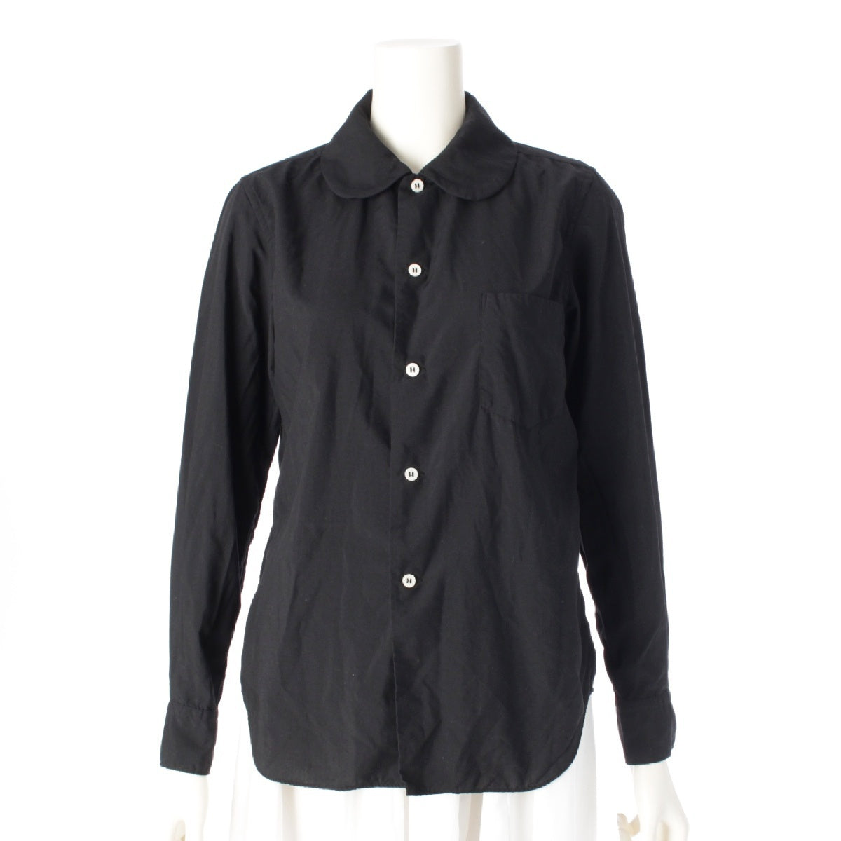 COMME des GARCONS AD2019 Product dyed Round collar Long sleeves blouse tops GZ-B008 black XS