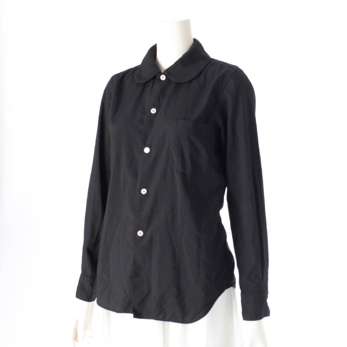 COMME des GARCONS AD2019 Product dyed Round collar Long sleeves blouse tops GZ-B008 black XS