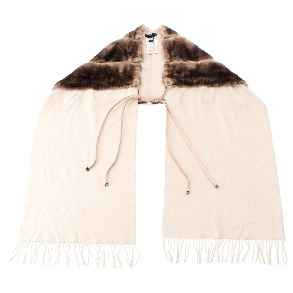 FENDI Candy stall Orirag Lamb Leather Silk Mohair Real Fur Fringe Scarf Poncho cape pink