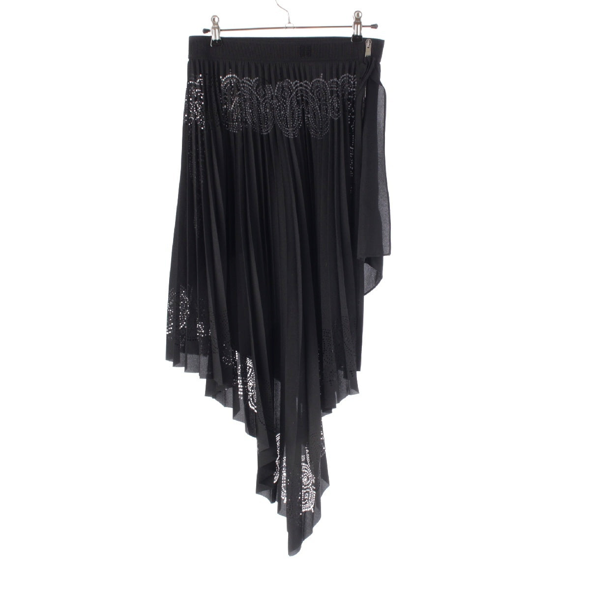 Givenchy Ribbed logo asymmetrical lace see-through skirt BW40J5132D black 36