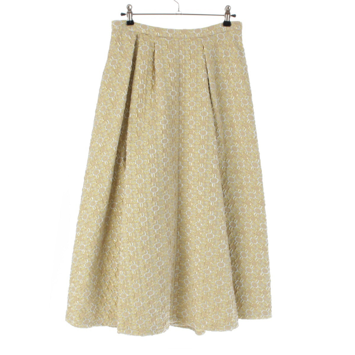 Rochas Flower jacquard all-over embroidery back zip midi skirt 6568-343-0186 yellow 40