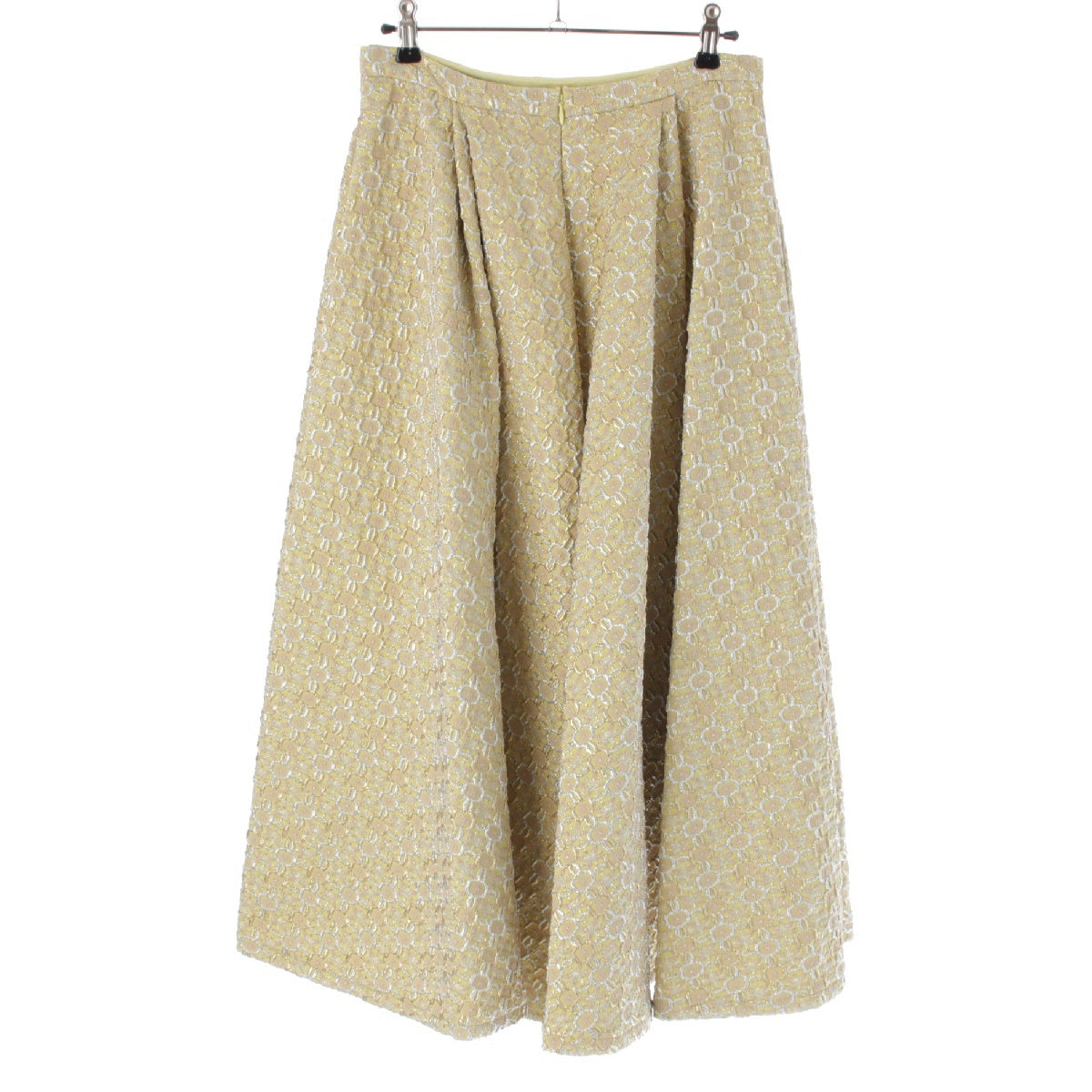 Rochas Flower jacquard all-over embroidery back zip midi skirt 6568-343-0186 yellow 40