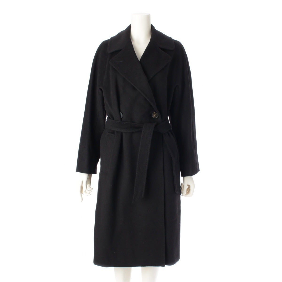 Max Mara Weekend Virgin wool Double breasted outer Belted coat 501609836 black 36