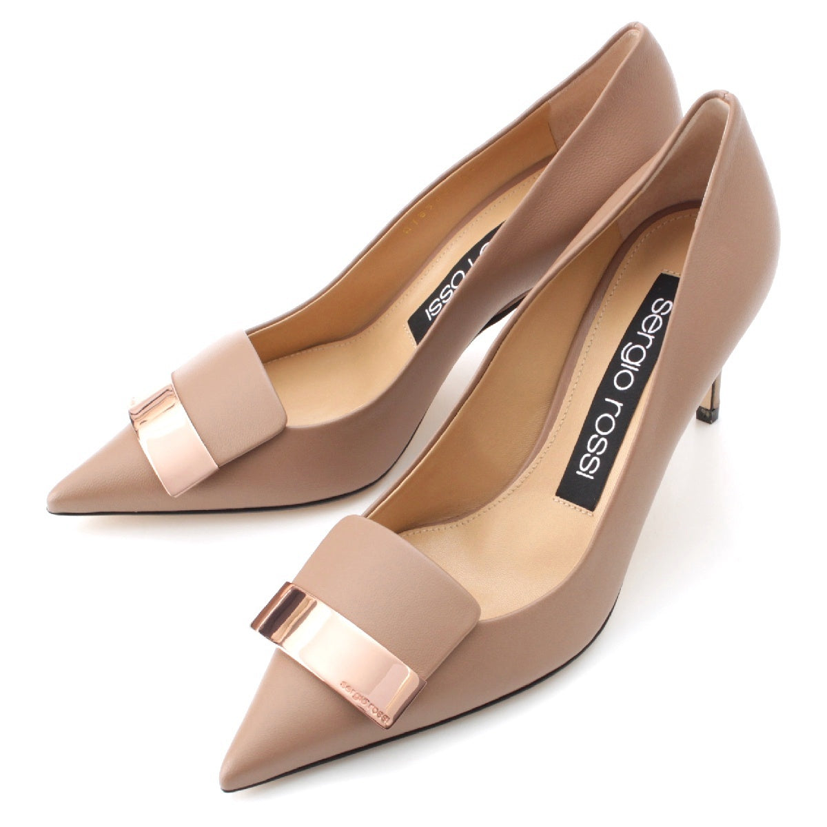 Sergio Rossi SR1 leather Pointed toe heel pumps A78950-MAGN05-5755-110 pink beige 36 1/2