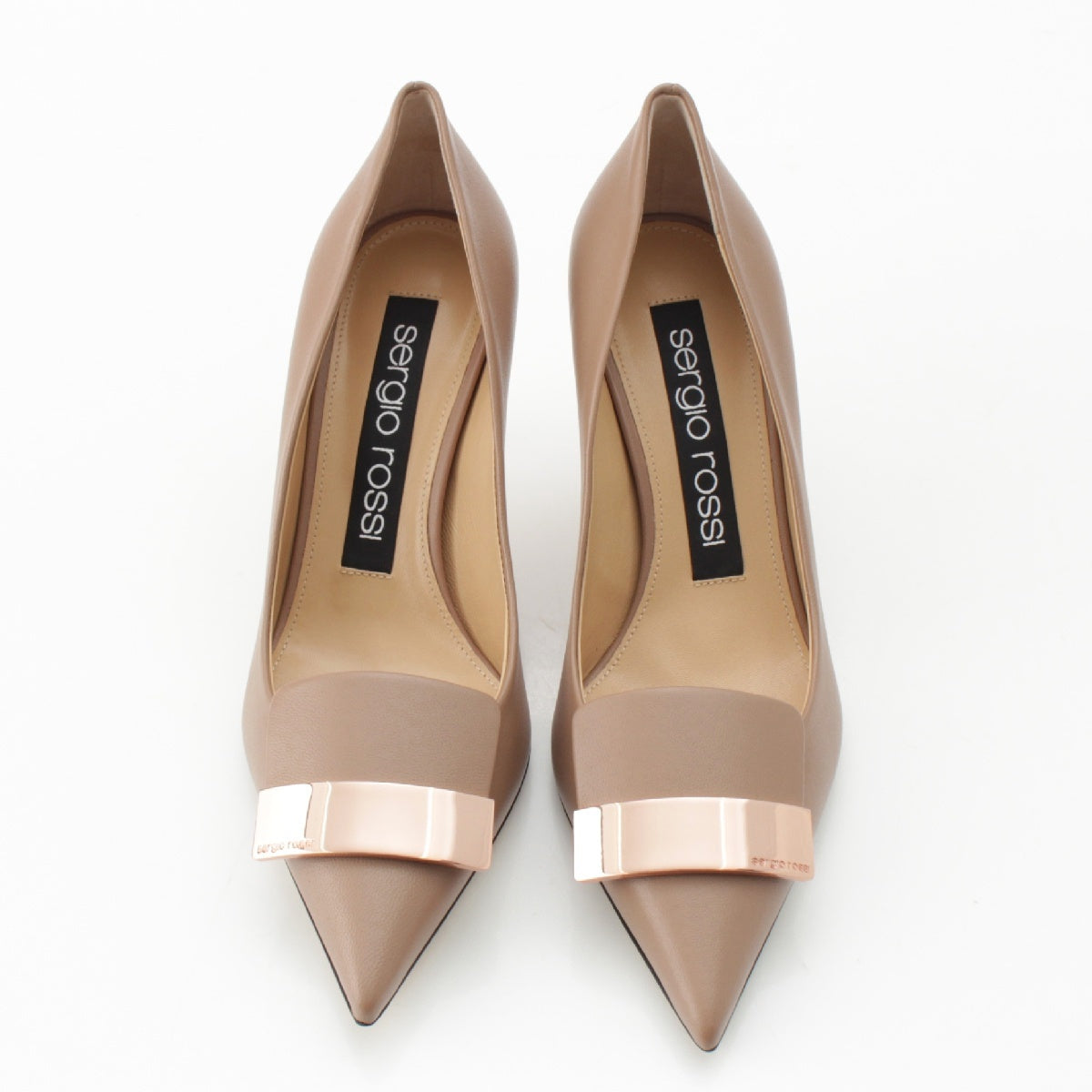 Sergio Rossi SR1 leather Pointed toe heel pumps A78950-MAGN05-5755-110 pink beige 36 1/2