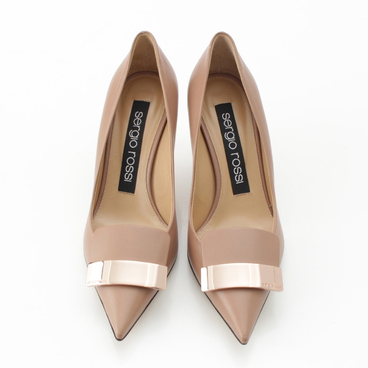 Sergio Rossi SR1 leather Pointed toe heel pumps A78950-MAGN05-5755-110 pink beige 36 1/2