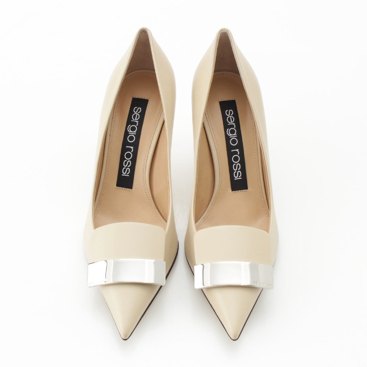 Sergio Rossi SR1 leather Pointed toe heel pumps A78950-MAGN05-9180-110 Ivory 36 1/2