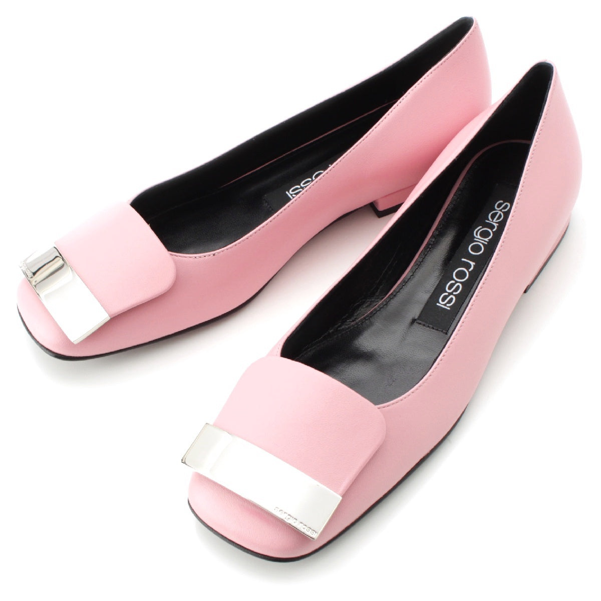 Sergio Rossi SR1 Ballerina leather Square Toe Flats pumps shoes A83770-MNAN07-5903-110 pink 36 1/2