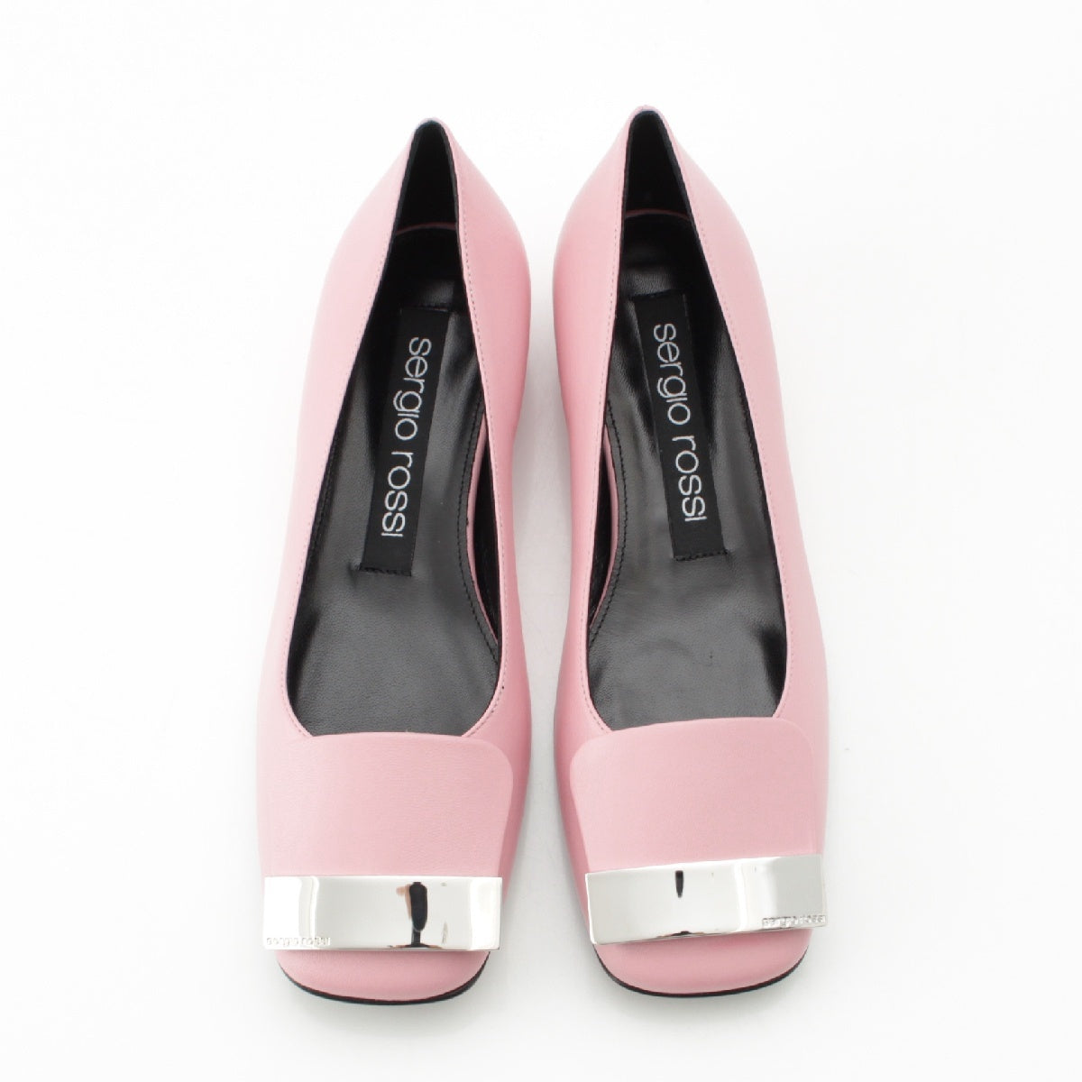 Sergio Rossi SR1 Ballerina leather Square Toe Flats pumps shoes A83770-MNAN07-5903-110 pink 36 1/2