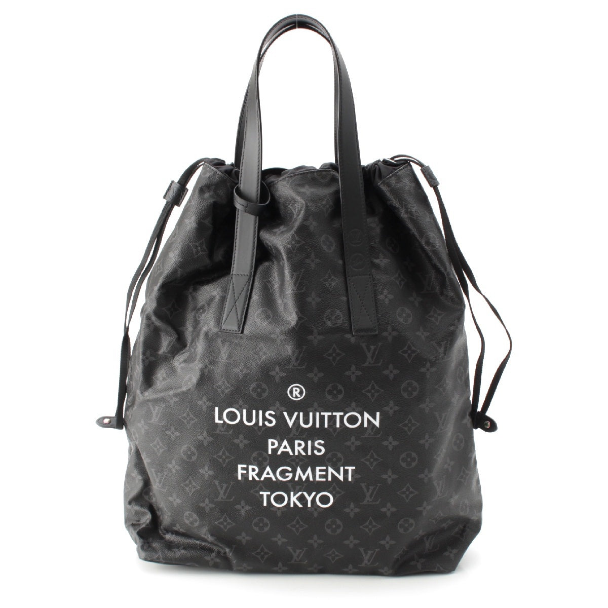 LOUIS VUITTON Fragment Monogram Eclipse Hippo Light leather Drawstring pouch with pouch Tote Bag Handbag M43417 black