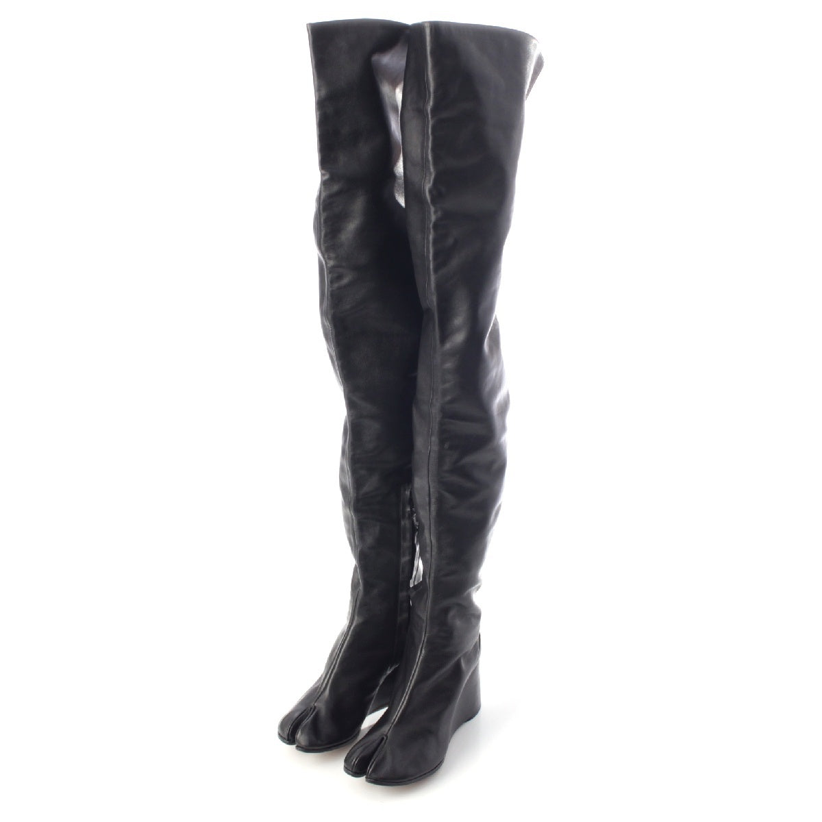 Maison Margiela 01FW early period Tabi socks leather Knee-high Long Thigh-high boots black 39