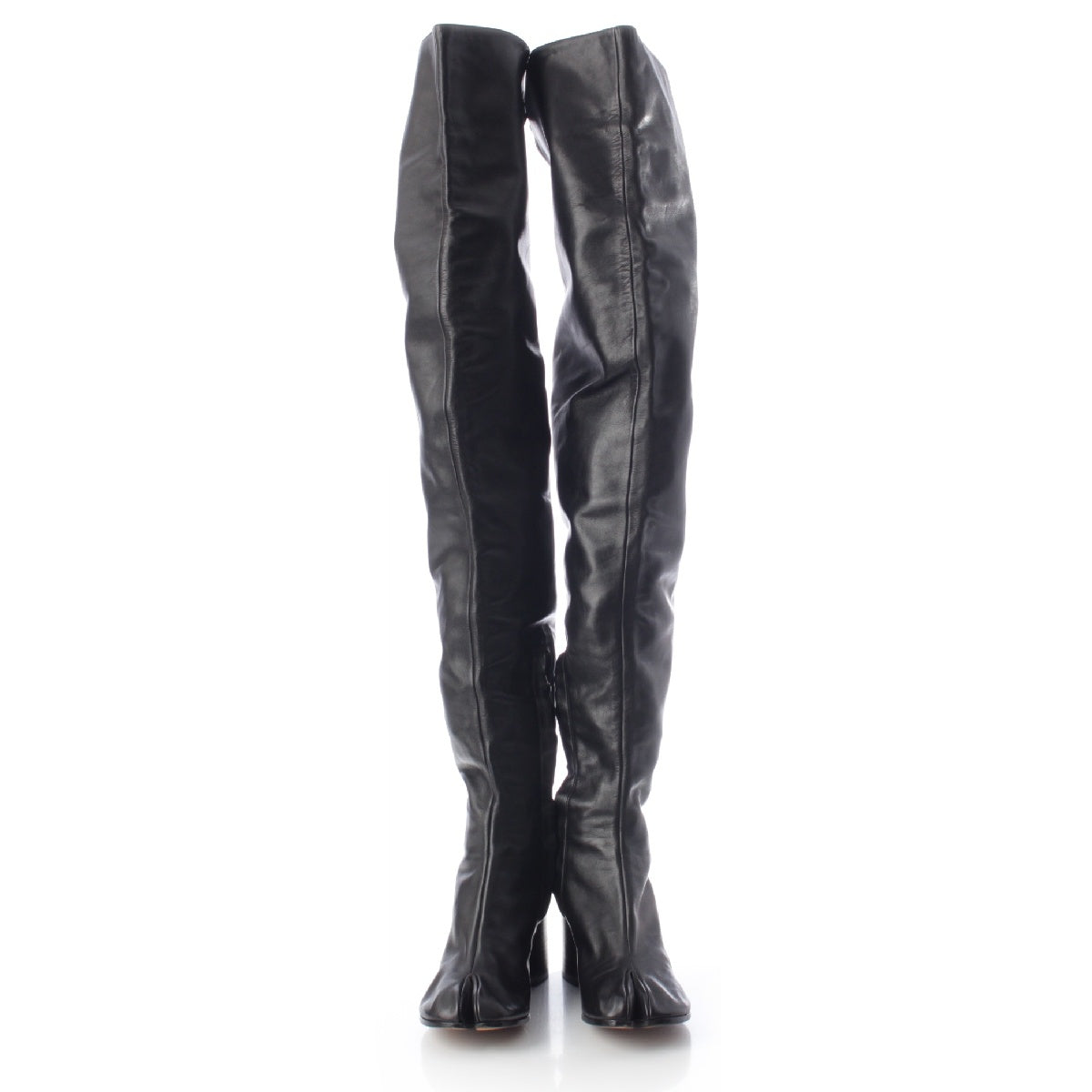 Maison Margiela 01FW early period Tabi socks leather Knee-high Long Thigh-high boots black 39