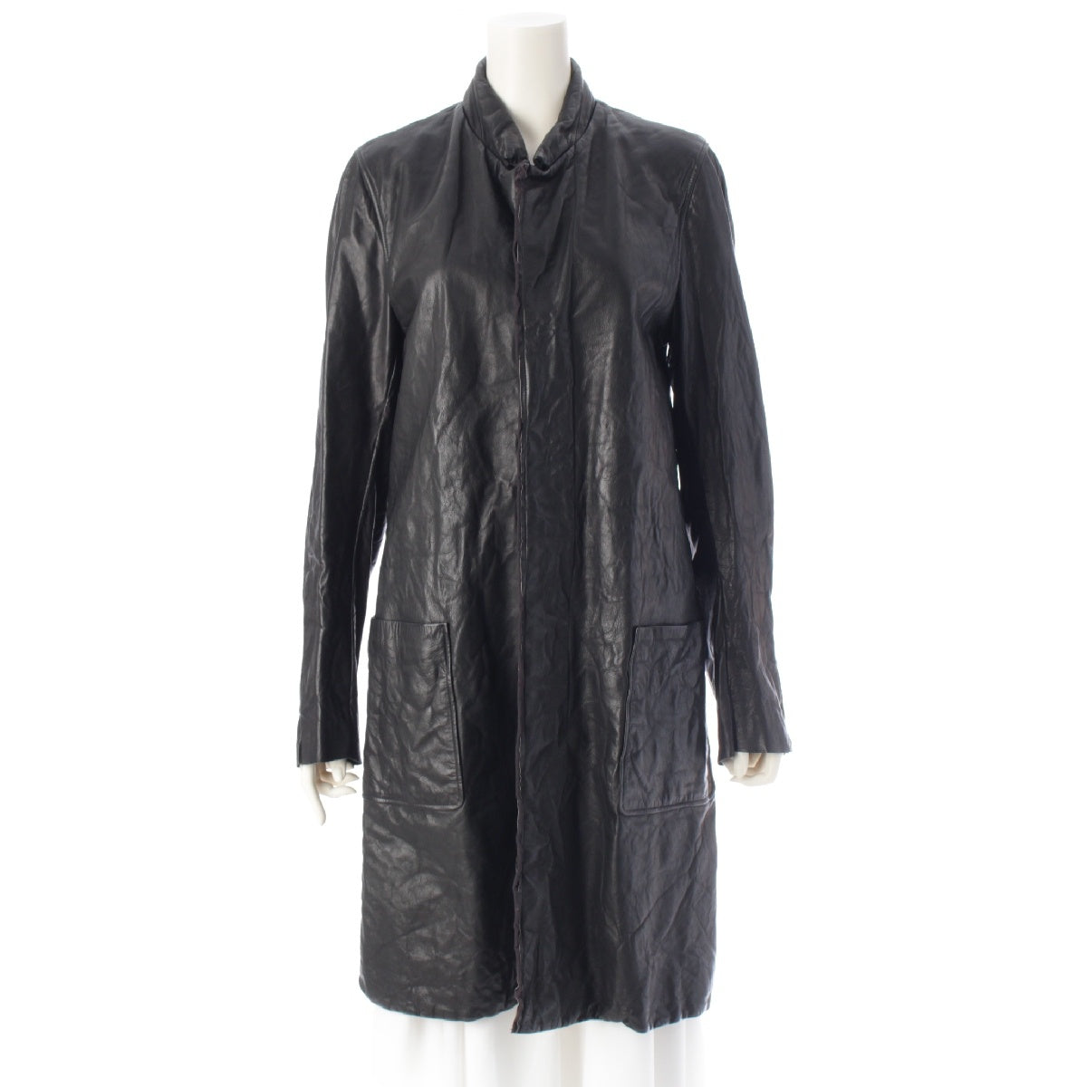 Carpe diem WORK OF 2002 Washable leather long coat outer black 2