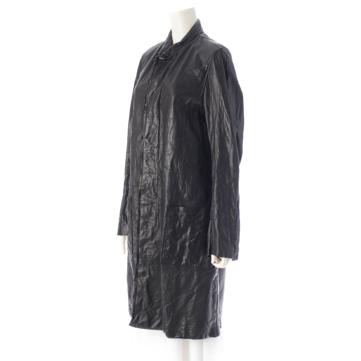 Carpe diem WORK OF 2002 Washable leather long coat outer black 2