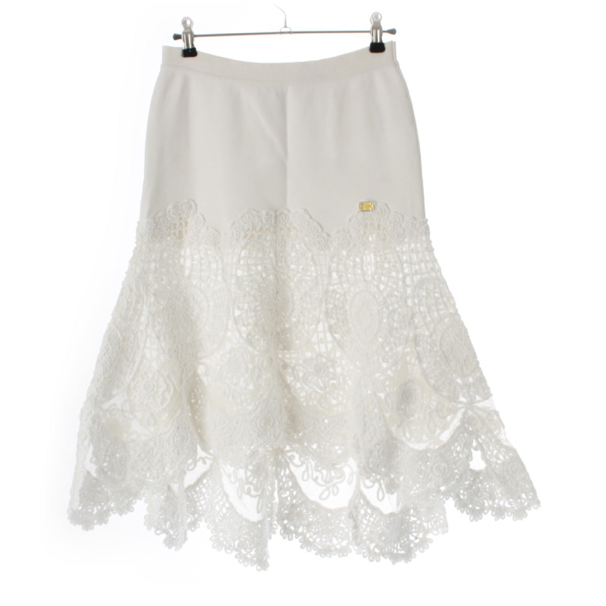 CHANEL 05P Logo knit lace flare skirt P25946 white 38