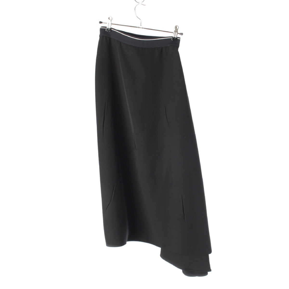 PRADA Asymmetrical waist logo Pleated skirt Bottoms black