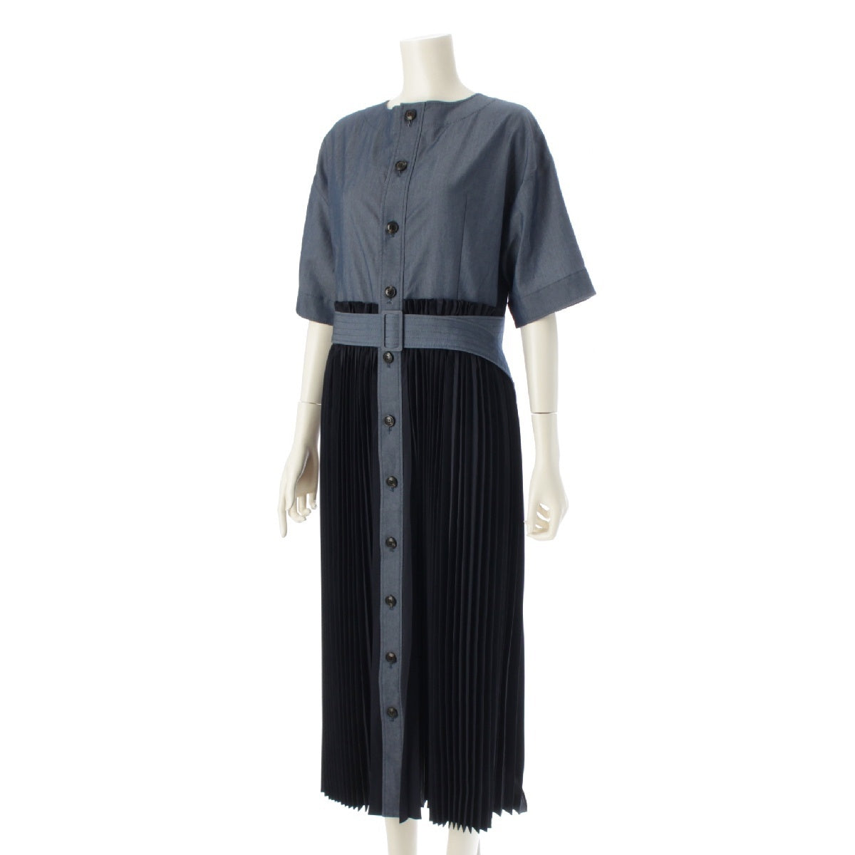 ADORE 23 years Pleated Docking Belt Long one piece dress 531‐3140330 Blue navy 38