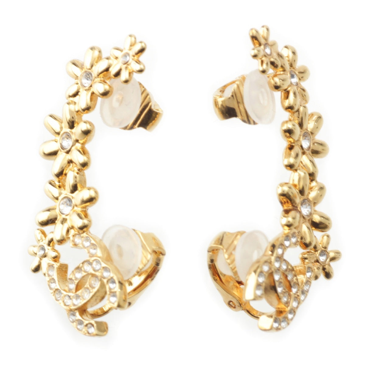 CHANEL I23A gold COCO Mark Hoop Rhinestone Earring Accessories gold -