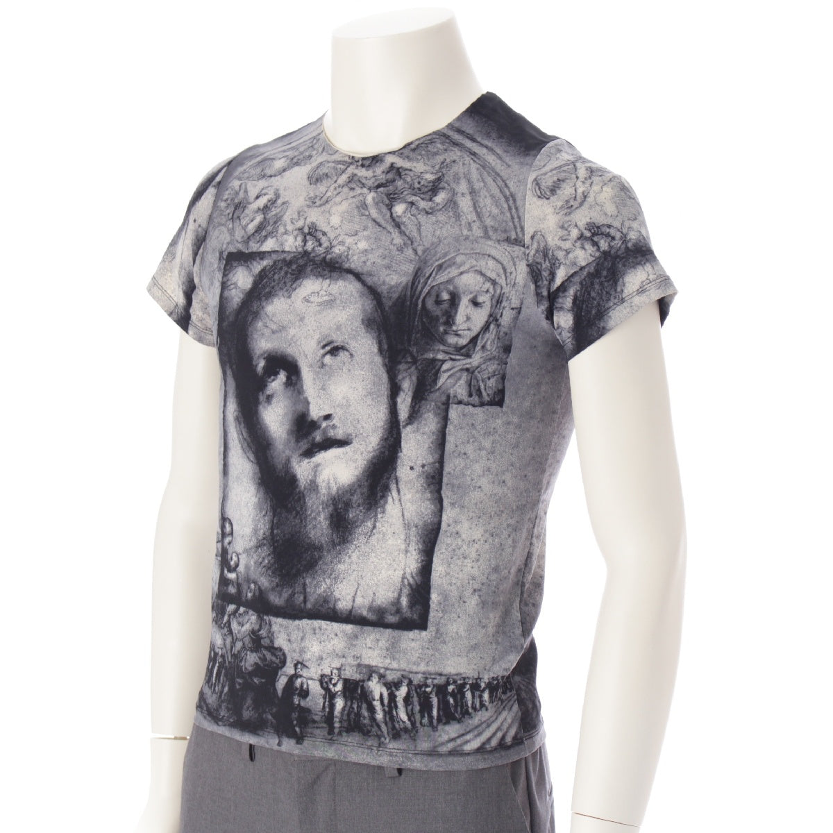 JEAN-PAUL GAULTIER Classic Classic Jesus Christ Mary All-over Print Power Net Long sleeve shirt T-shirt White black