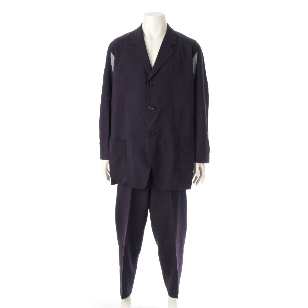 Y’s for men 93Stainless Steel wool switching Pants setup Jacket Slacks MO-J08-104 MO-P05-104 Navy S/M