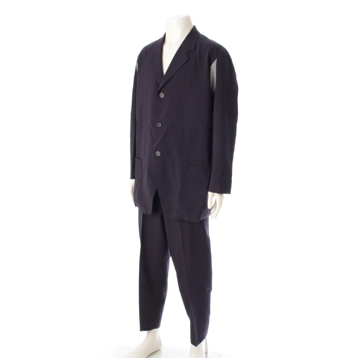 Y’s for men 93Stainless Steel wool switching Pants setup Jacket Slacks MO-J08-104 MO-P05-104 Navy S/M